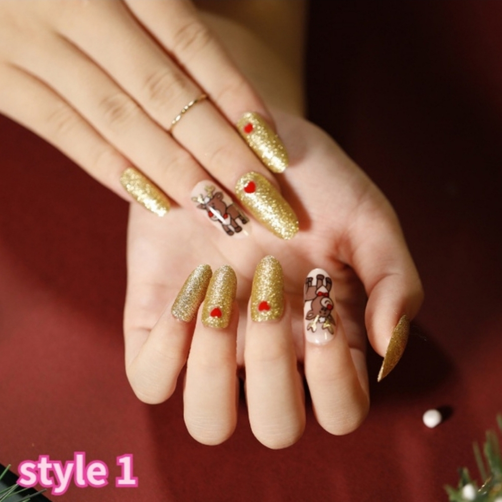 New boutique Nude| Beige Reindeer Faux| Fake Nail Press on
